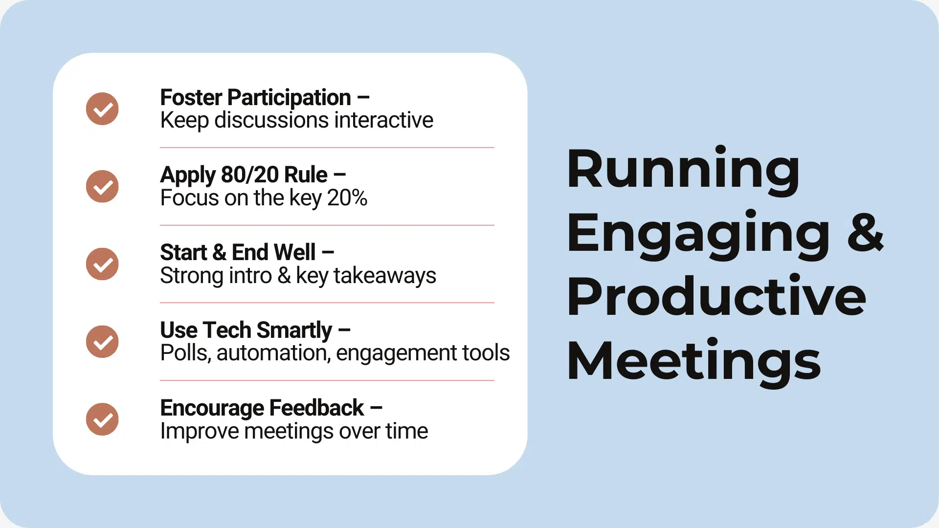 Tips to conduct engaging, focused meetings
